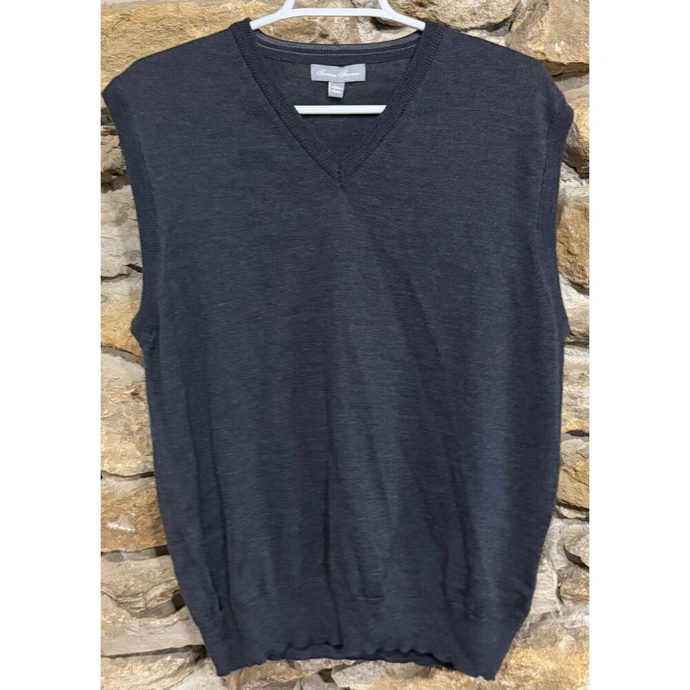 Men’s Toscano Firenze Italy Grey Merino Wool V-Neck Vest Size Large